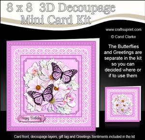 8 x 8 Flowers Butterflies & Lace 3D Decoupage Mini Kit