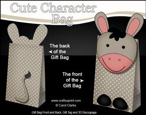 3D Coco Donkey Cute Character Gift Bag Mini Kit