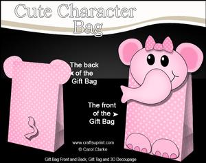 3D Lola Elephant Cute Character Gift Bag Mini Kit