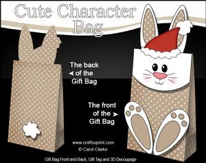 3D Little Bunny Cute Xmas Character Gift Bag Mini Kit