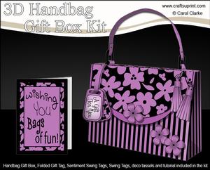 3D Flowers & Stripes Handbag Treat or Favour Box Kit