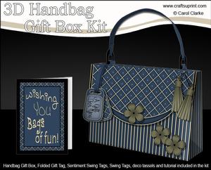3D Elegant Stripes Handbag Treat or Favour Box Kit