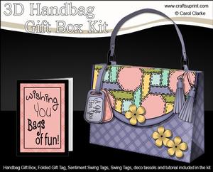 3D Pretty Patchwork Handbag Treat or Favour Box Kit