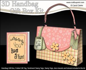 3D Pastel Gingham & Flowers Handbag Treat or Favour Box Kit