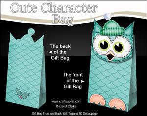 3D Little Hoot Owl Cute Xmas Character Gift Bag Mini Kit