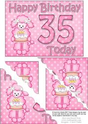 5x7 35th Birthday Bonbon Poodle Dog Scallop Corner