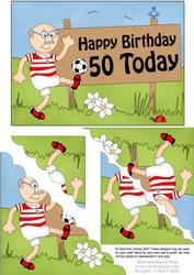 5x7 50th Birthday Football Bert Scallop Corner