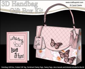 3D Butterflies & Flowers Handbag Treat or Favour Box Kit