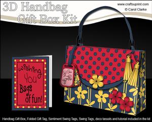 3D Elegant Dots & Flowers Handbag Treat or Favour Box Kit