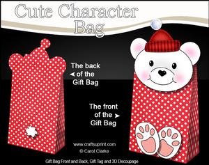 3D Little Teddy Cute Xmas Character Gift Bag Mini Kit