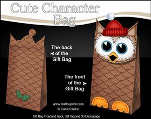 3D Little Hoot Owl Cute Xmas Character Gift Bag Mini Kit