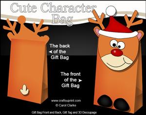 3D Rudolph Cute Xmas Character Gift Bag Mini Kit