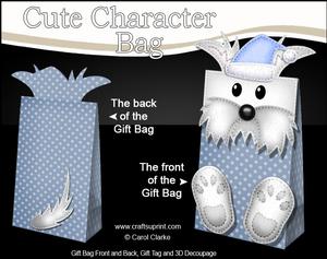 3D Jock Westie Dog Cute Xmas Character Gift Bag Mini Kit