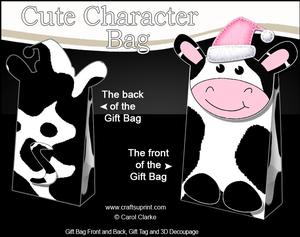 3D Milly Moo Cow Cute Xmas Character Gift Bag Mini Kit