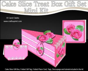 3D Elegant Roses Cake Slice Treat Box Gift Set Mini Kit