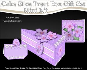 3D Pretty Violets Cake Slice Treat Box Gift Set Mini Kit