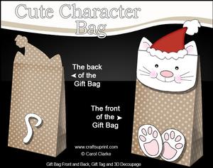 3D Little Cat Cute Xmas Character Gift Bag Mini Kit