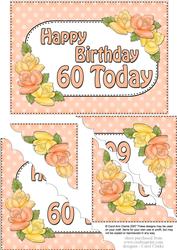 5x7 60th Birthday Roses Scallop Corner