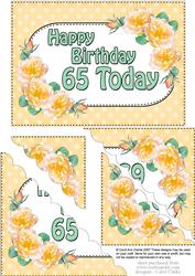 5x7 65th Birthday Roses Scallop Corner