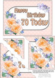 5x7 70th Birthday Bouquet Scallop Corner
