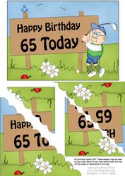 5x7 65th Birthday Bert Plays Golf Scallop Corner