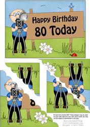 5x7 80th Birthday Bert's Camera Scallop Corner