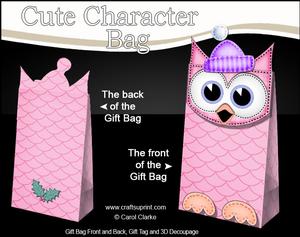 3D Little Hoot Owl Cute Xmas Character Gift Bag Mini Kit