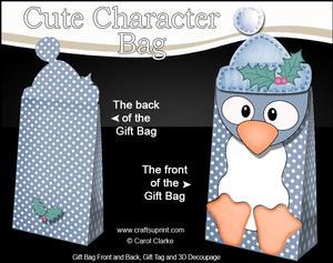 3D Penguin Cute Xmas Character Gift Bag Mini Kit