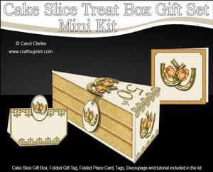3D Golden Wedding Cake Slice Treat Box Gift Set Mini Kit