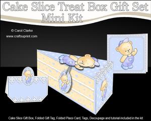 3D Little Teddy Cake Slice Treat Box Gift Set Mini Kit