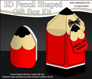 3D Pencil Shaped Treat or Favour Box Mini Kit