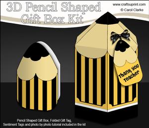 3D Pencil Shaped Treat or Favour Box Mini Kit