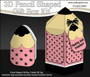 3D Pencil Shaped Treat or Favour Box Mini Kit