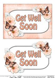 5x7 Get Well Soon Flowers & Butterflies 3D Decoupage