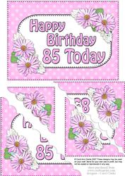 5x7 85th Birthday Bouquet Scallop Corner