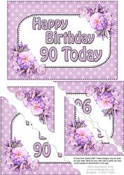 5x7 90th Birthday Flowers Scallop Corner