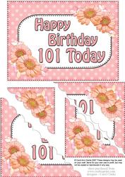 5x7 101st Birthday Flowers Scallop Corner