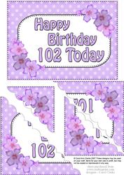 5x7 102nd Birthday Violas Scallop Corner