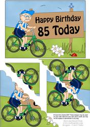 5x7 85th Birthday Bert's Bike Scallop Corner