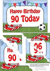 5x7 90th Birthday Football Scallop Corner