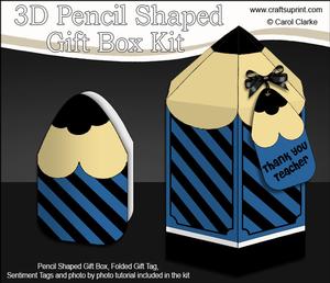 3D Pencil Shaped Treat or Favour Box Mini Kit