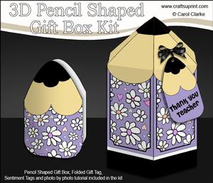 3D Pencil Shaped Treat or Favour Box Mini Kit
