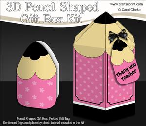 3D Pencil Shaped Treat or Favour Box Mini Kit