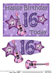 5x7 16th Birthday Guitar 3D Step by Step Decoupage