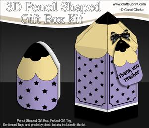 3D Pencil Shaped Treat or Favour Box Mini Kit