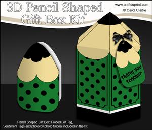 3D Pencil Shaped Treat or Favour Box Mini Kit