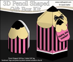 3D Pencil Shaped Treat or Favour Box Mini Kit