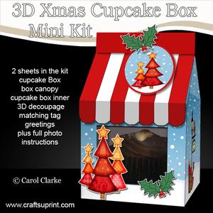 3D Xmas Trees Milk Carton Cupcake or Treat Box Mini Kit