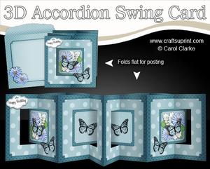 3D Floral Bouquet & Butterfly Accordian Swing Card