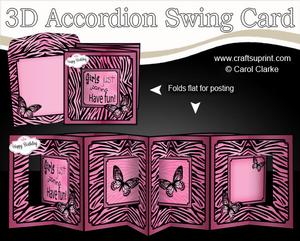 3D Animal Print & Butterfly Accordian Swing Card